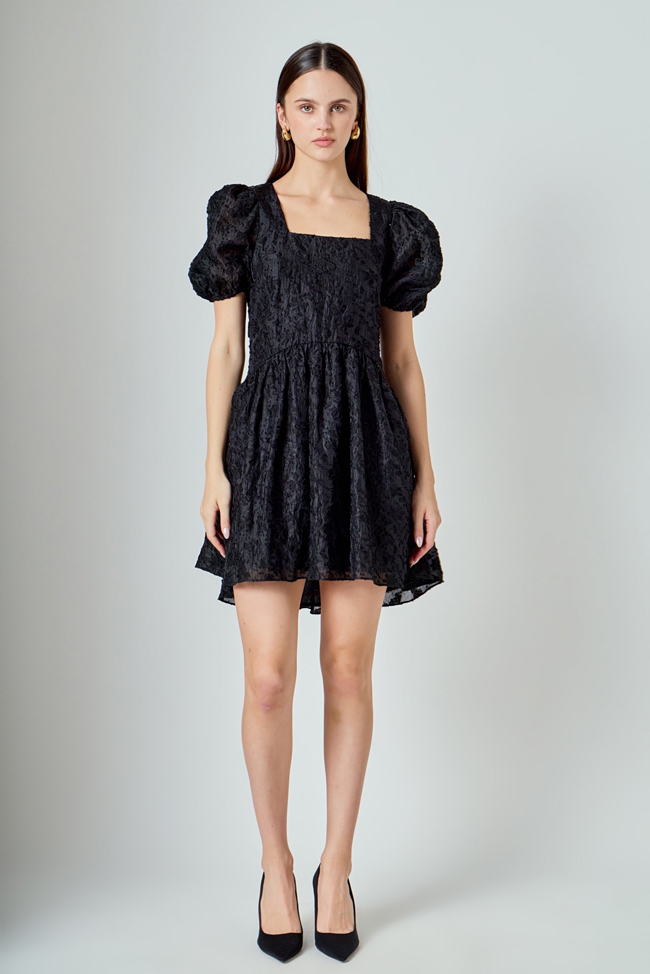 ENDLESS ROSE - Texture Floral Organza Mini Dress - DRESSES available at Objectrare