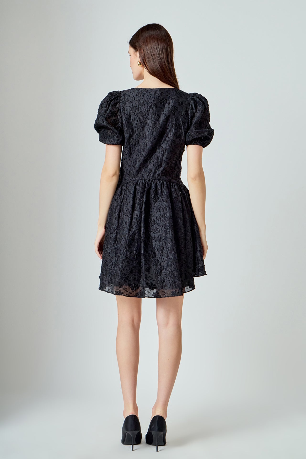 Endless Rose - Texture Floral Organza Mini Dress Black / M Endless Rose - Texture Floral Organza Mini Dress Black / M