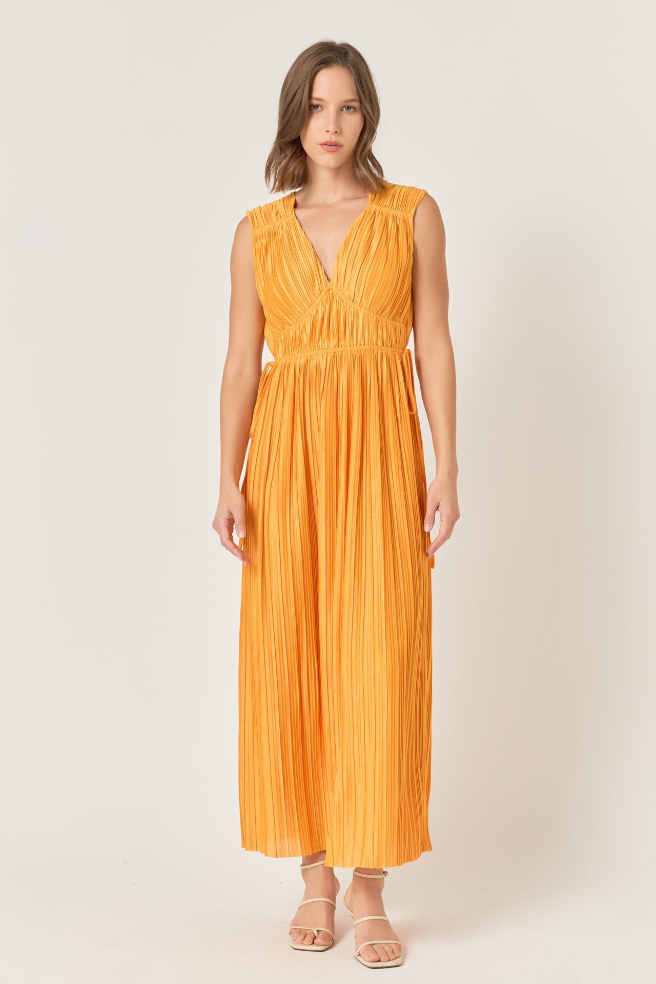 ENDLESS ROSE - Pleated Straps Detail Midi Dress - DRESSES available at Objectrare