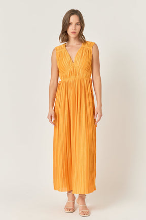 ENDLESS ROSE - Pleated Straps Detail Midi Dress - DRESSES available at Objectrare