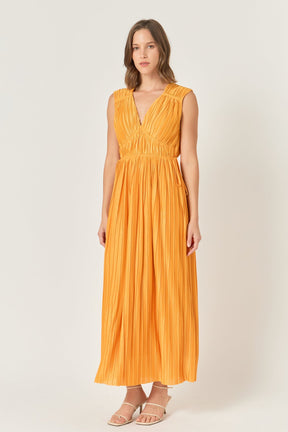 ENDLESS ROSE - Pleated Straps Detail Midi Dress - DRESSES available at Objectrare