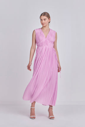 ENDLESS ROSE - Endless Rose - Pleated Straps Detail Midi Dress - DRESSES available at Objectrare