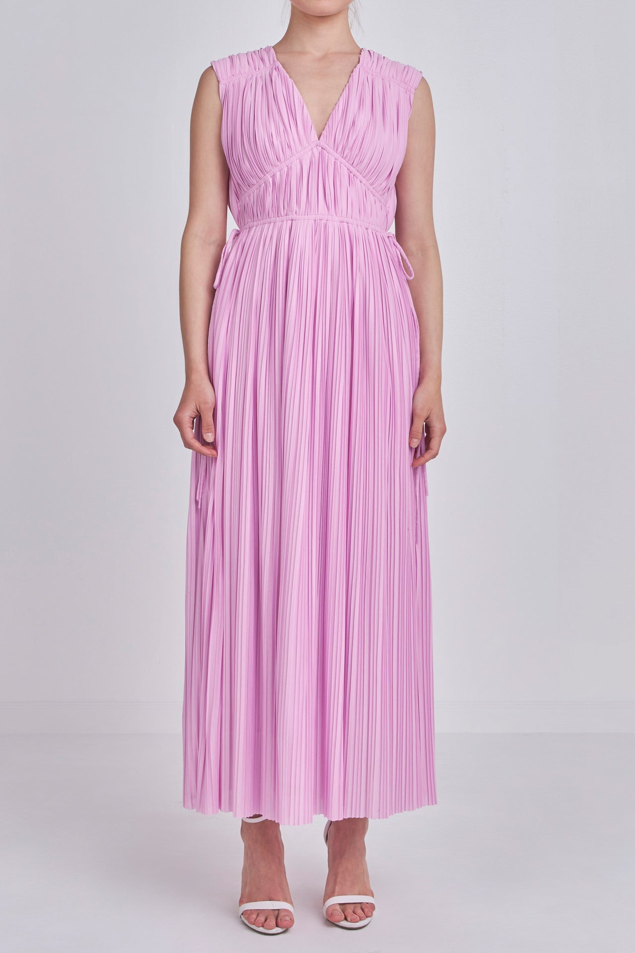 ENDLESS ROSE - Pleated Straps Detail Midi Dress - DRESSES available at Objectrare