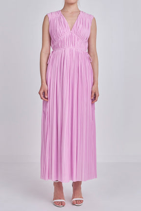 ENDLESS ROSE - Pleated Straps Detail Midi Dress - DRESSES available at Objectrare