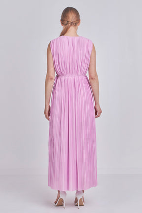 ENDLESS ROSE - Pleated Straps Detail Midi Dress - DRESSES available at Objectrare