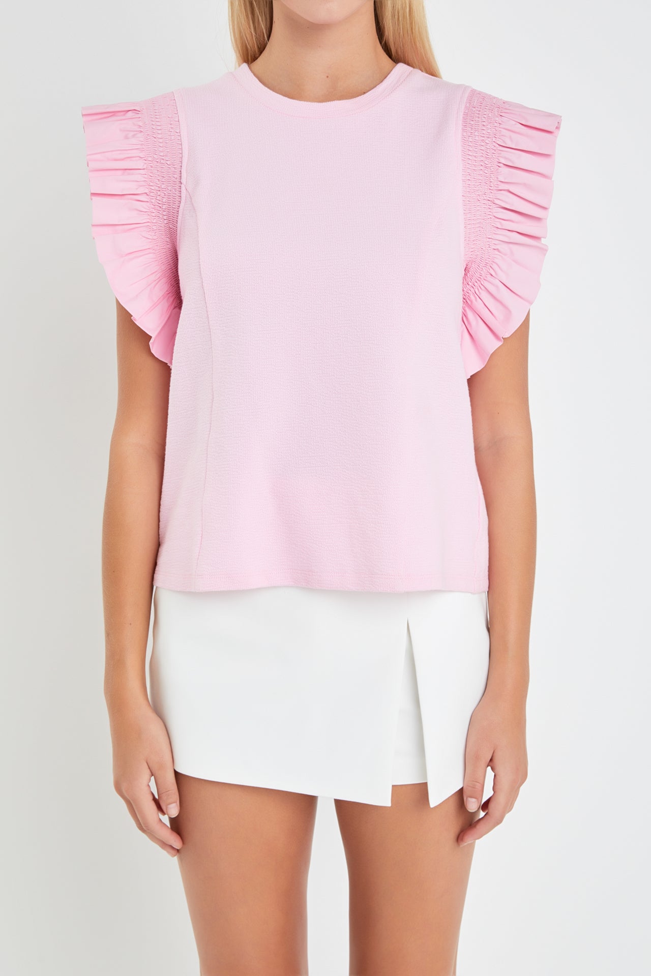 ENGLISH FACTORY - Mixed Media Knit Top - TOPS available at Objectrare