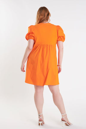 ENGLISH FACTORY - Plus Size Mixed Media Babydoll Mini Dress - DRESSES available at Objectrare