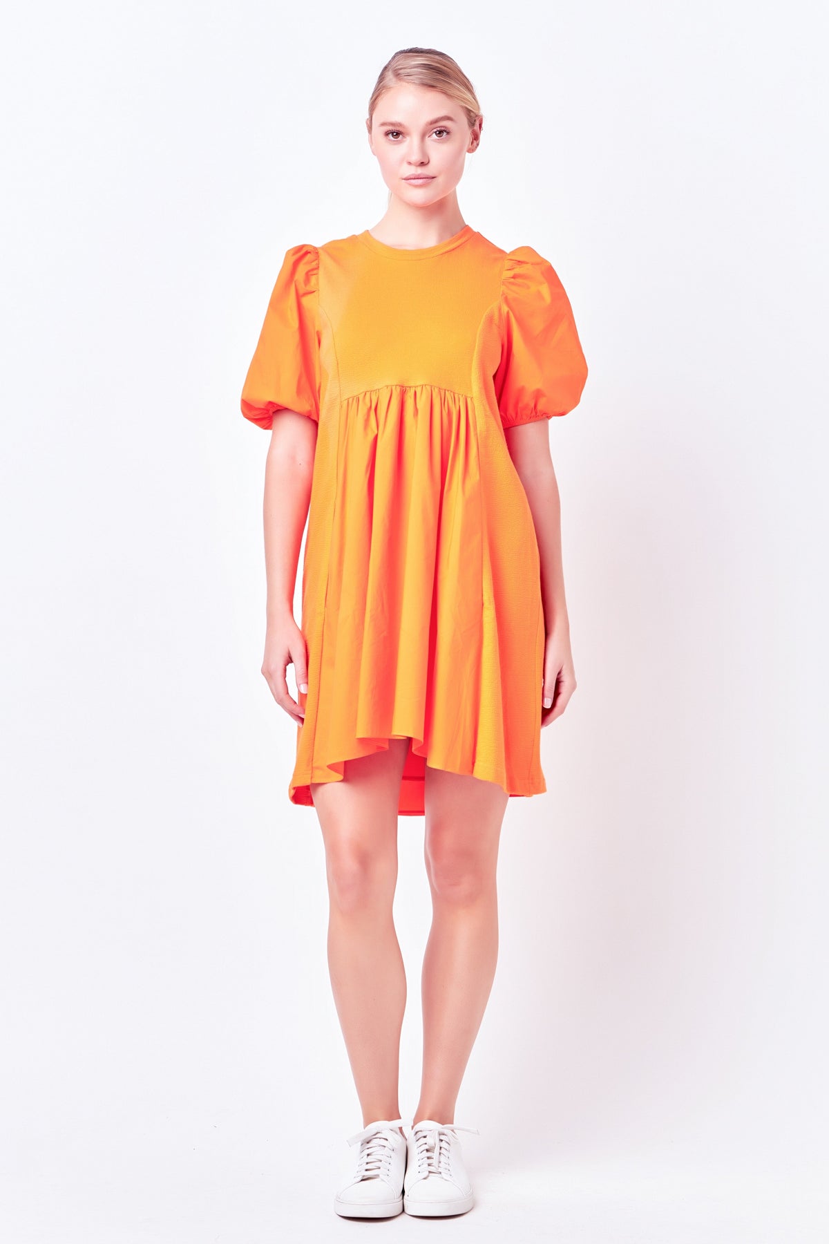 Mixed Media Babydoll Mini Dress