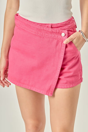 High Waist Color Denim Skort