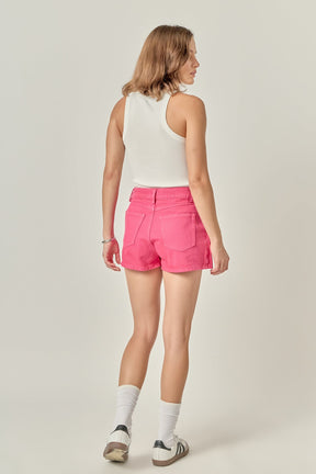 High Waist Color Denim Skort