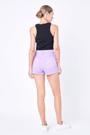 ENGLISH FACTORY - High Waist Color Denim Skort - SKORTS available at Objectrare