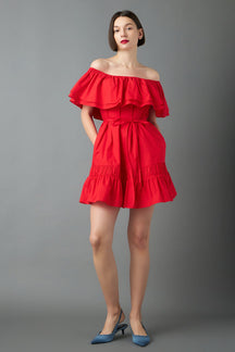 ENGLISH FACTORY - Convertible Neckline Mini Dress - DRESSES available at Objectrare