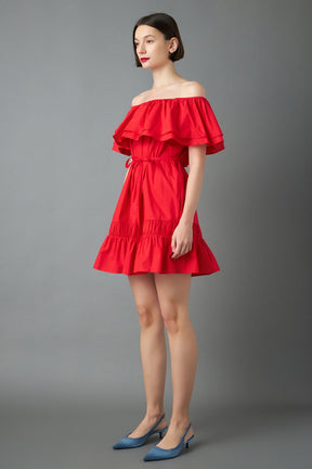 ENGLISH FACTORY - Convertible Neckline Mini Dress - DRESSES available at Objectrare