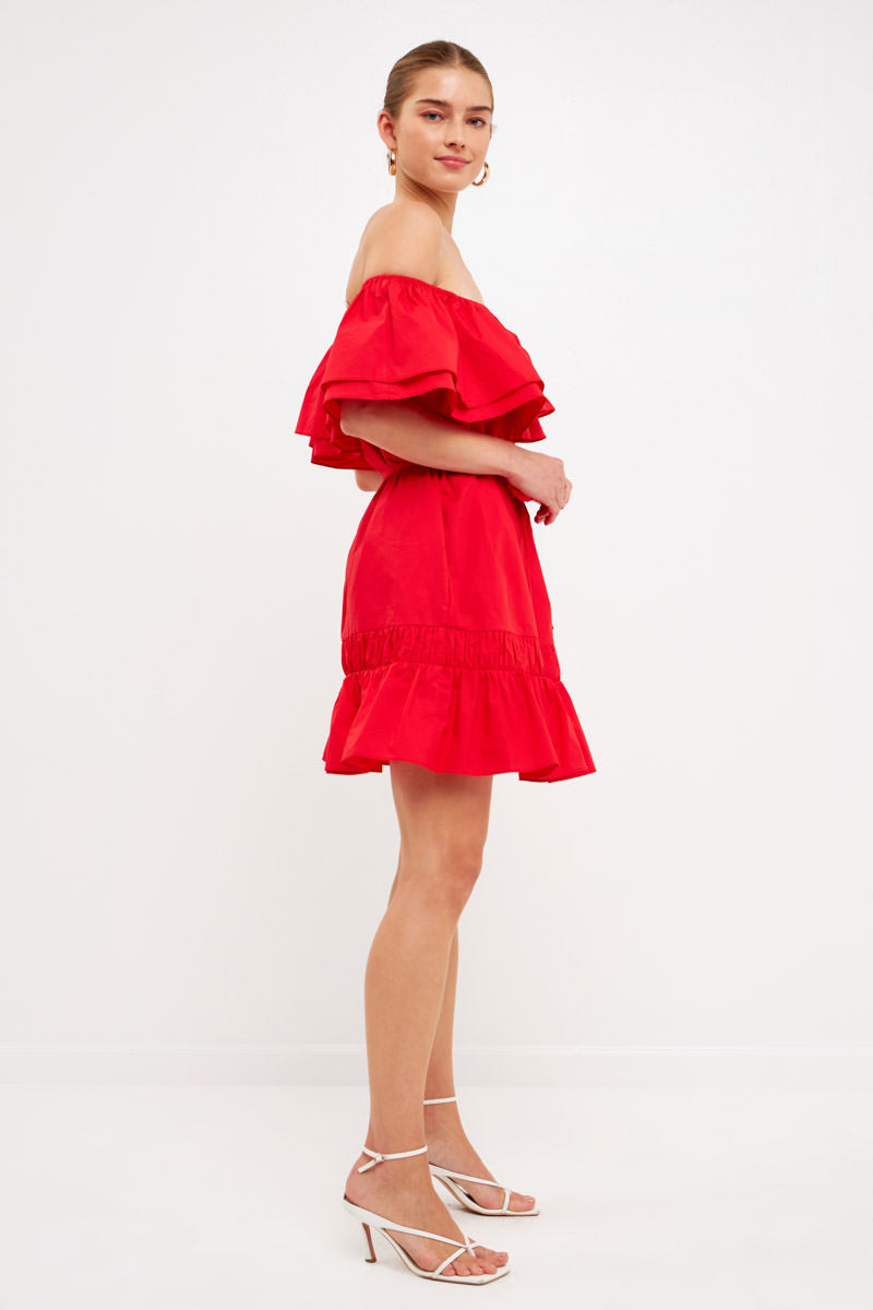 ENGLISH FACTORY - Convertible Neckline Mini Dress - DRESSES available at Objectrare