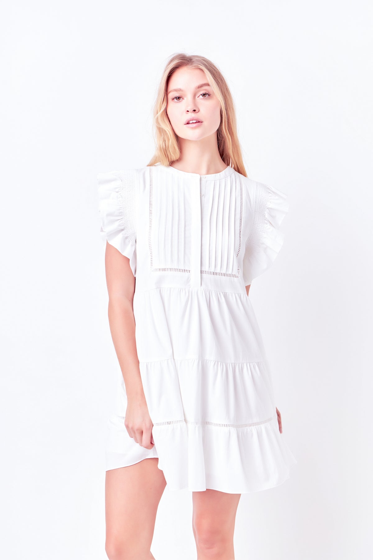 FREE THE ROSES - Trim Detail Ruffled Mini Dress - DRESSES available at Objectrare