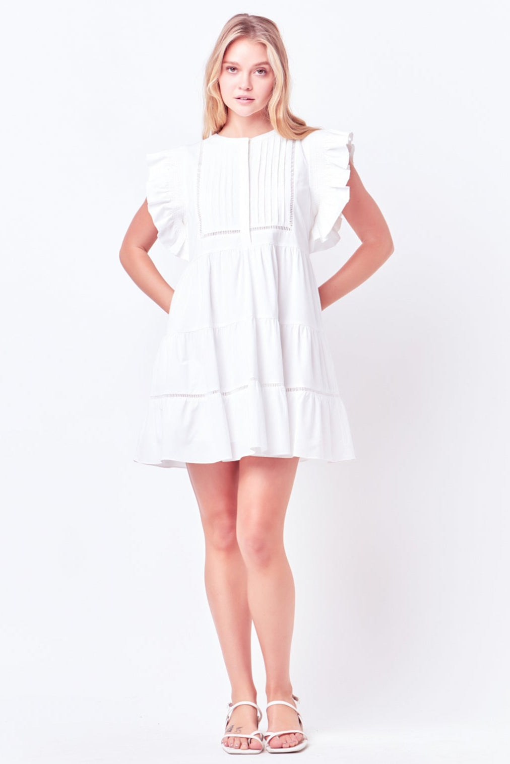 FREE THE ROSES - Trim Detail Ruffled Mini Dress - DRESSES available at Objectrare