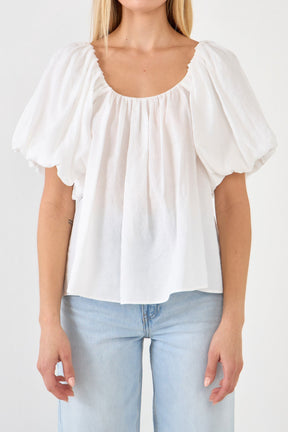 ENDLESS ROSE - Endless Rose - Pleated Puff Sleeve Top - TOPS available at Objectrare