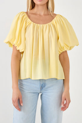 ENDLESS ROSE - Endless Rose - Pleated Puff Sleeve Top - TOPS available at Objectrare