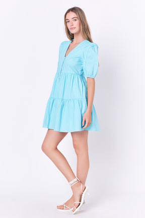 ENGLISH FACTORY - V-neck Button Down Babydoll Dress - DRESSES available at Objectrare