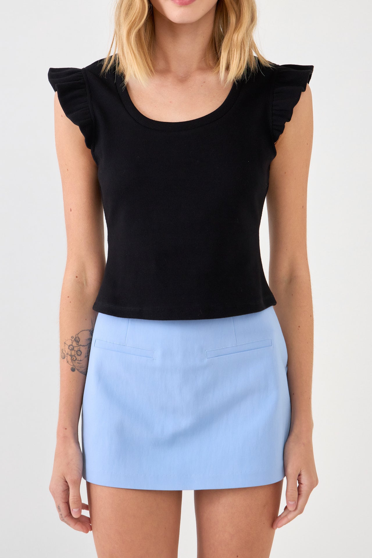 FREE THE ROSES - Free The Roses - U-neckline Ribbed Knit Top - TOPS available at Objectrare