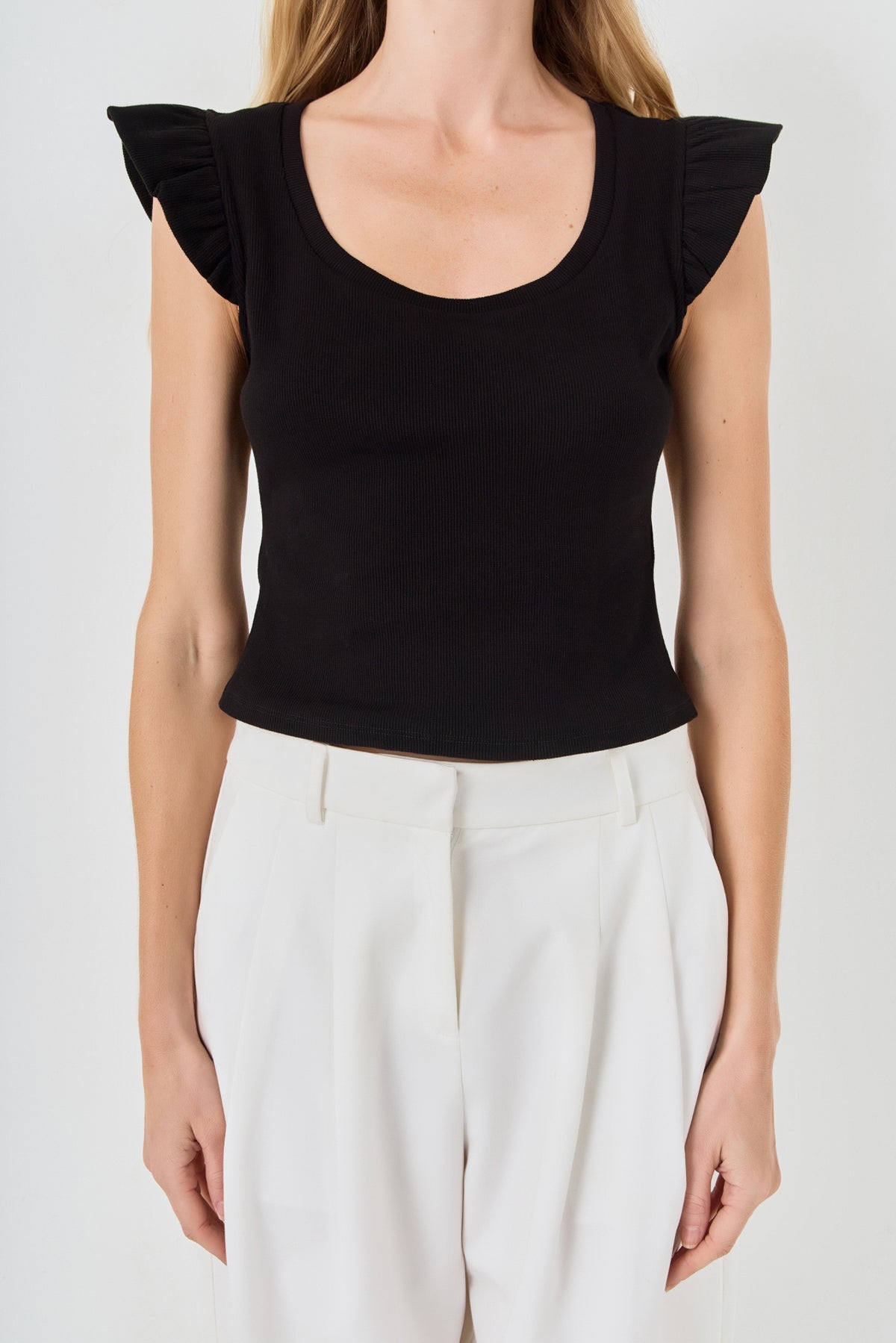 U-neckline Ribbed Knit Top