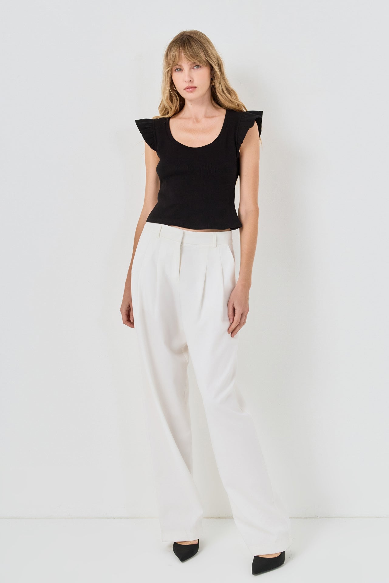 U-neckline Ribbed Knit Top