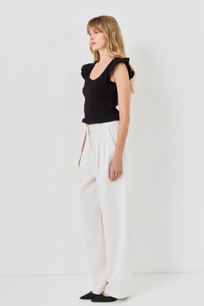 U-neckline Ribbed Knit Top