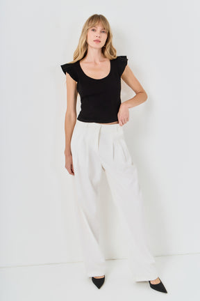 U-neckline Ribbed Knit Top