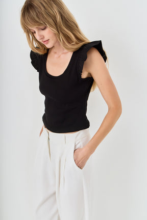U-neckline Ribbed Knit Top