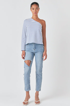 GREY LAB - High Waist Ripped Jeans - JEANS available at Objectrare