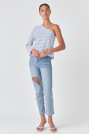 GREY LAB - High Waist Ripped Jeans - JEANS available at Objectrare