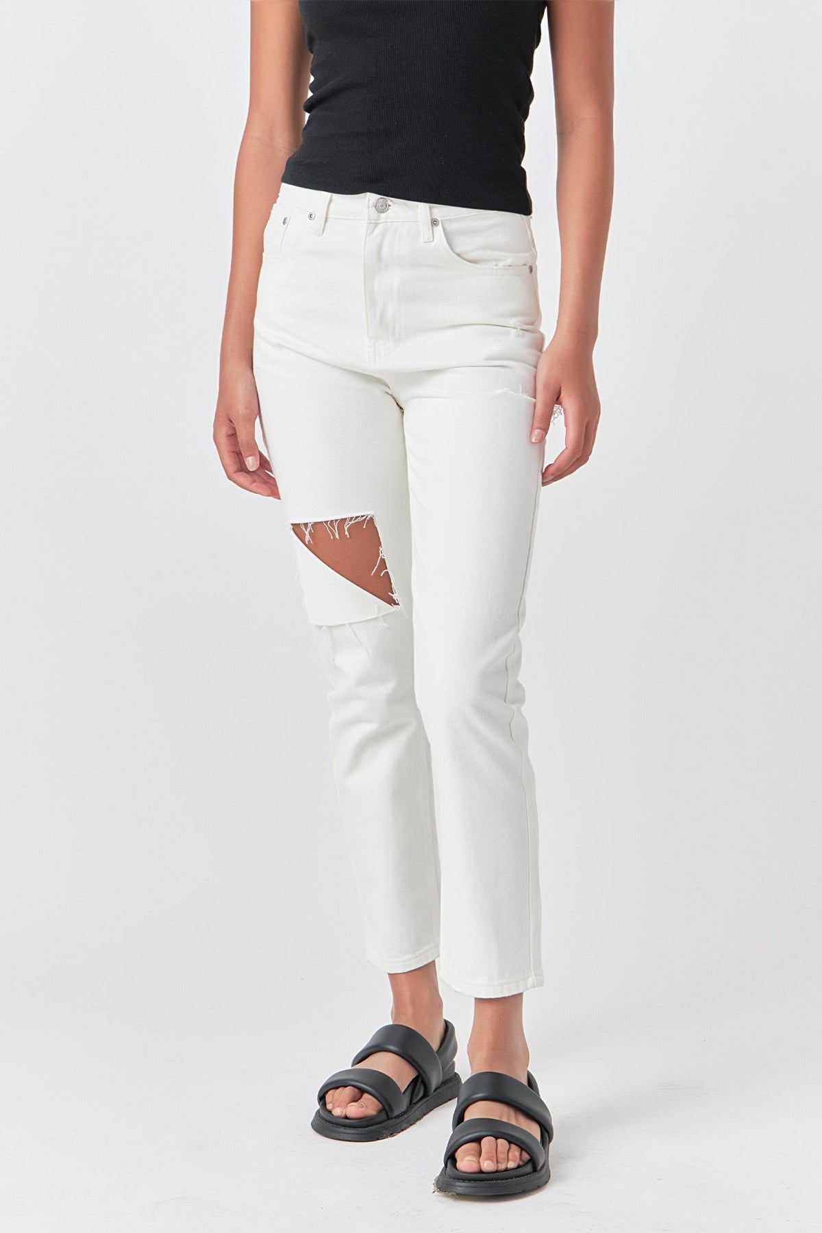 GREY LAB - High Waist Ripped Jeans - JEANS available at Objectrare