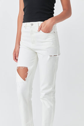 GREY LAB - High Waist Ripped Jeans - JEANS available at Objectrare
