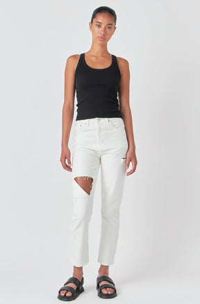 GREY LAB - High Waist Ripped Jeans - JEANS available at Objectrare