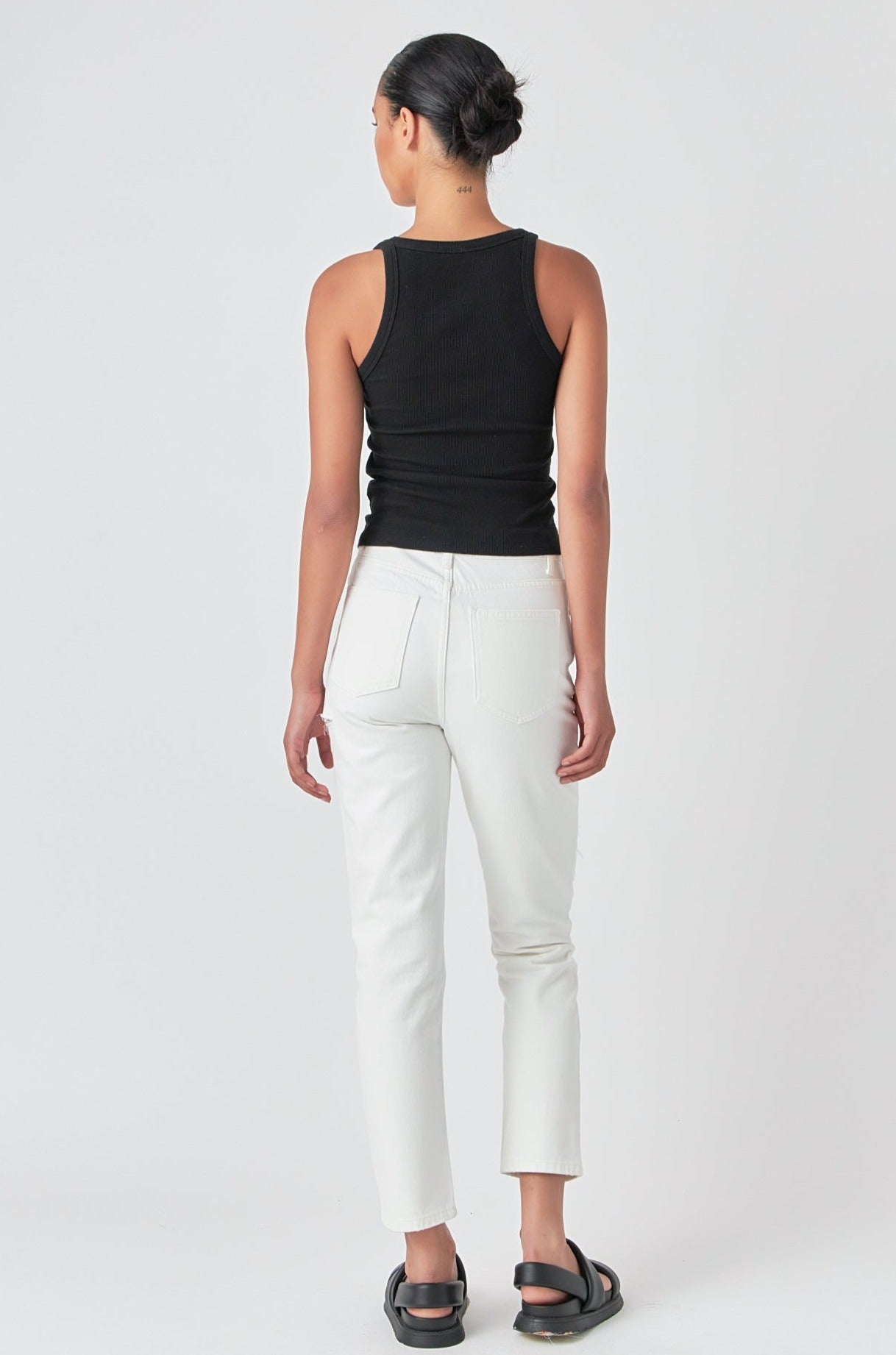 GREY LAB - High Waist Ripped Jeans - JEANS available at Objectrare