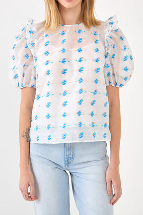 ENGLISH FACTORY - Embroidery Organza Top - TOPS available at Objectrare