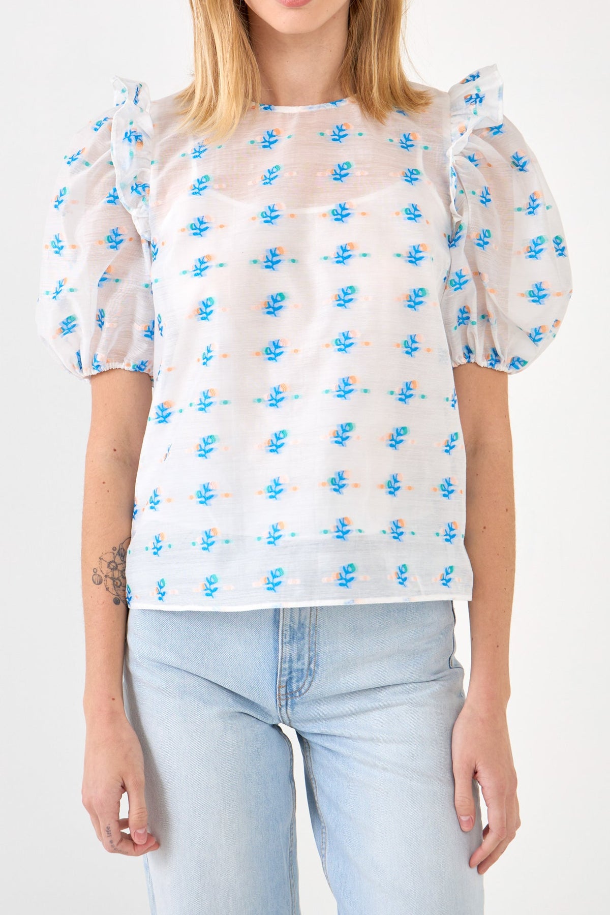 ENGLISH FACTORY - Embroidery Organza Top - TOPS available at Objectrare