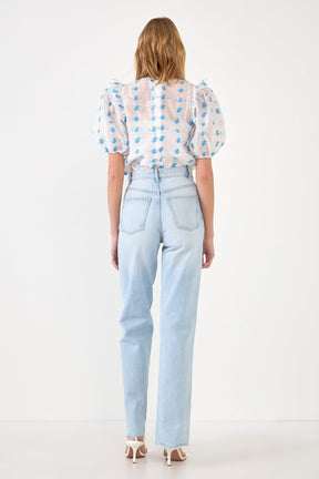 ENGLISH FACTORY - Embroidery Organza Top - TOPS available at Objectrare