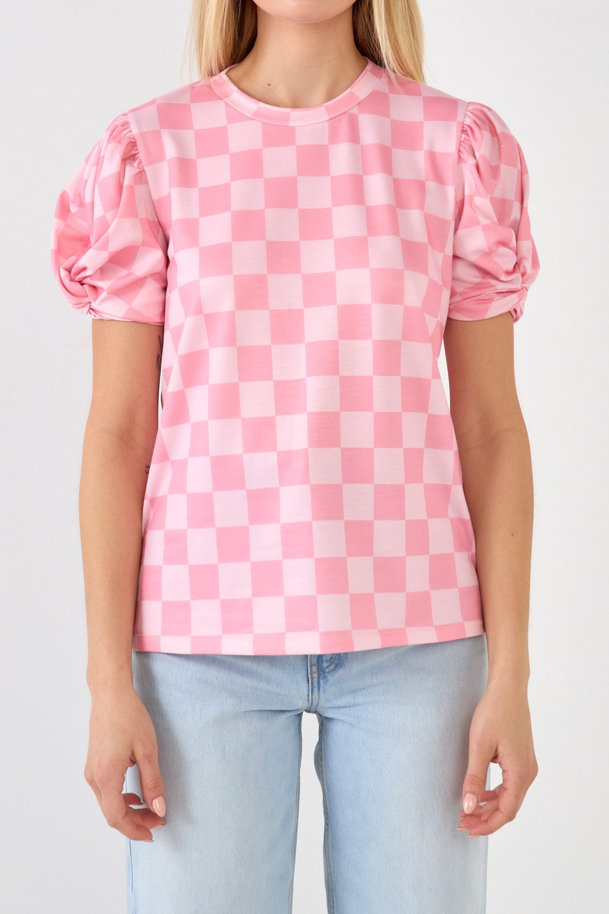 ENGLISH FACTORY - Chess Print Knit Top - TOPS available at Objectrare