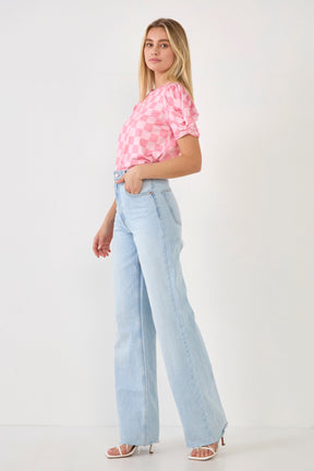 ENGLISH FACTORY - Chess Print Knit Top - TOPS available at Objectrare