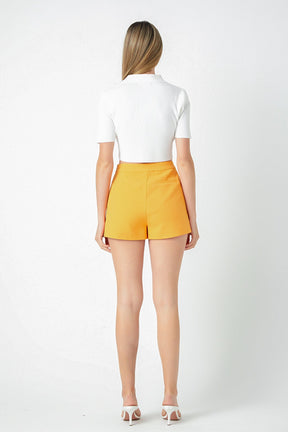 ENDLESS ROSE - Endless Rose - Gold Color Button Detail Shorts - SHORTS available at Objectrare