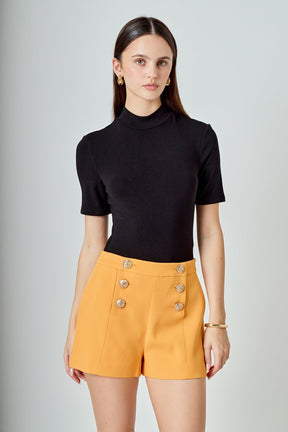 ENDLESS ROSE - Gold Color Button Detail Shorts - SHORTS available at Objectrare