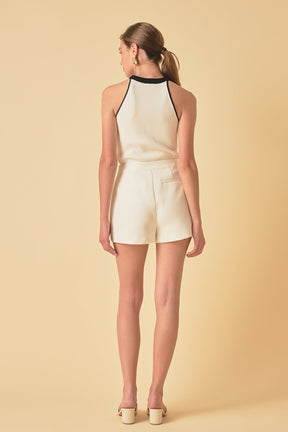 ENDLESS ROSE - Gold Color Button Detail Shorts - SHORTS available at Objectrare