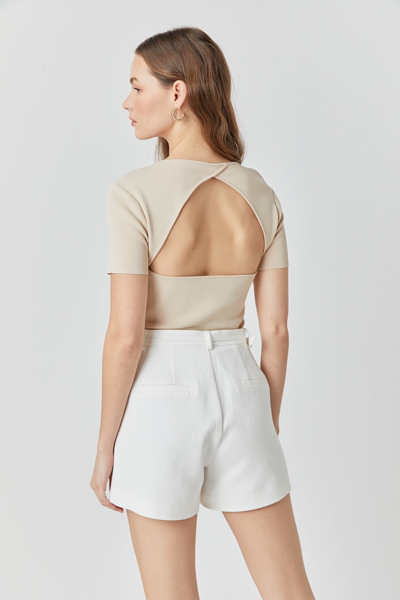 ENDLESS ROSE - Endless Rose - Back Cut-out Detail Knit Top - TOPS available at Objectrare