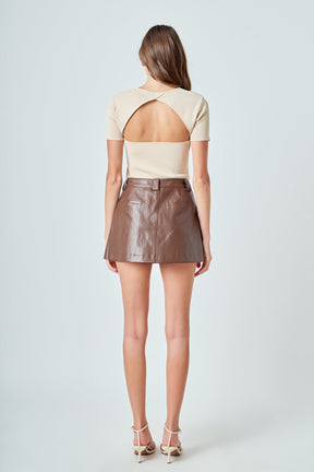 ENDLESS ROSE - Back Cut-out Detail Knit Top - TOPS available at Objectrare