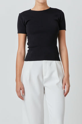 ENDLESS ROSE - Back Cut-out Detail Knit Top - TOPS available at Objectrare