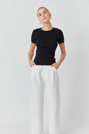 ENDLESS ROSE - Back Cut-out Detail Knit Top - TOPS available at Objectrare