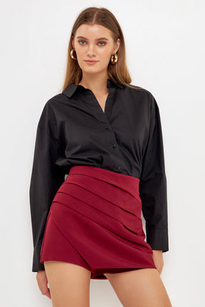ENDLESS ROSE - Pleated Detail Skort - SKORTS available at Objectrare