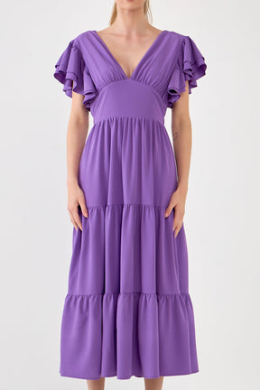 ENGLISH FACTORY - Back Cut-out with Elastic Detail Midi Dress - DRESSES available at Objectrare