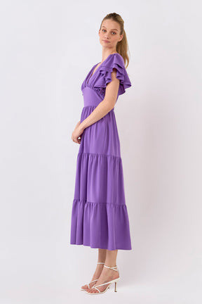 ENGLISH FACTORY - Back Cut-out with Elastic Detail Midi Dress - DRESSES available at Objectrare
